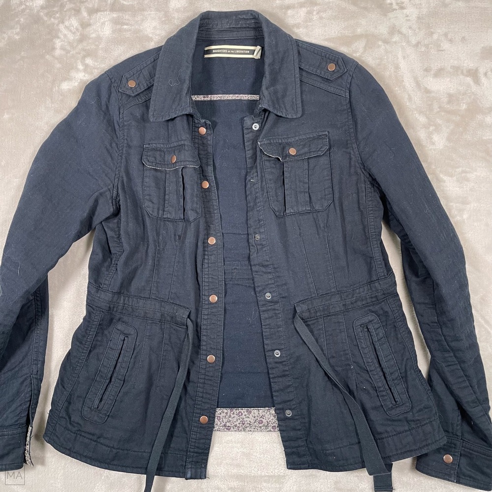 Daughters Of The Liberation Women's Jacket Snap Button Military Utility 8 Blue - Picture 7 of 8